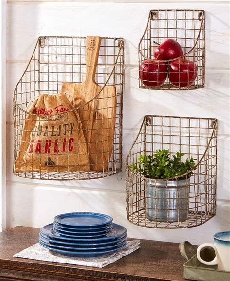 Metal Hanging Basket Rustic Farmhouse Baskets Storage Bin Etsy