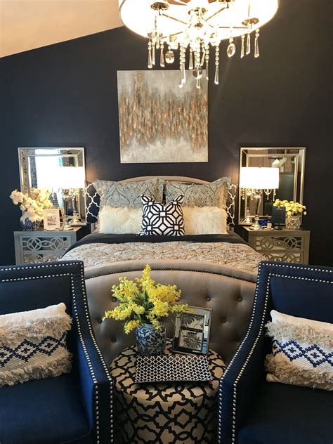 Take a look at this denim blue and grey living room from ideal home for inspiration. Yellow Door Interior: Navy and Grey Master Bedroom Decor. | Luxury bedroom master, Master ...