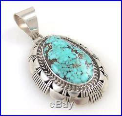Larry Moses Yazzie Navajo Solid Sterling Silver Dry Creek Turquoise