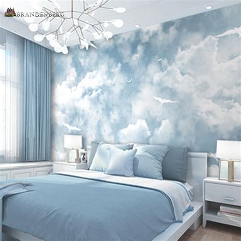 Abstract Blue Sky White Colors Sky Wallpaper Wall Mural Etsy Blue