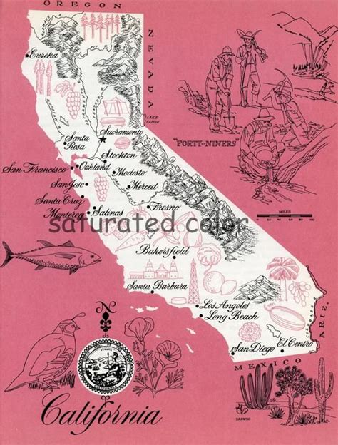 Vintage California California Dreamin Map Vintage Retro Pictures