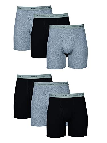 Hanes Mens Cool Dri Tagless Boxer Briefs With Comfort Flex Waistband Multipack 6 Pack Black