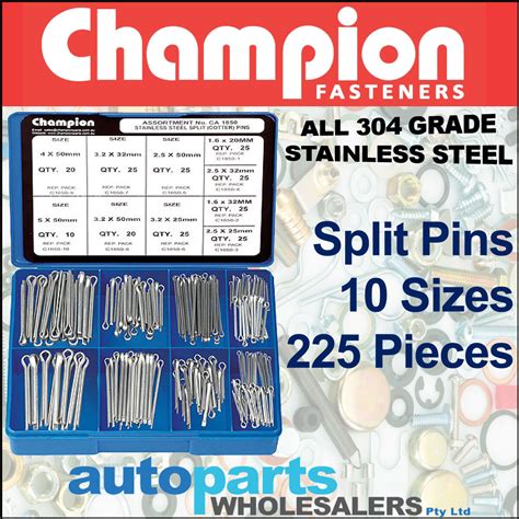 CHAMPION SPLIT PINS COTTER PINS STAINLESS STEEL ASSORTMENT KIT Pieces EBay