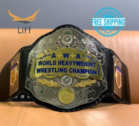 Awa World Heavyweight Wrestling Champion Replica Title Belt Adult Size