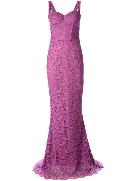 Lyst Dolce And Gabbana Lace Evening Dress In Purple
