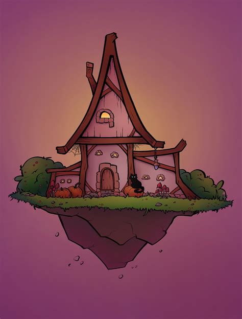 Artstation The Process Of Drawing A Witchs House In Different