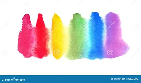 Watercolor Hand Painted Colorful Rainbow Set Pride Flag Isolated Stock