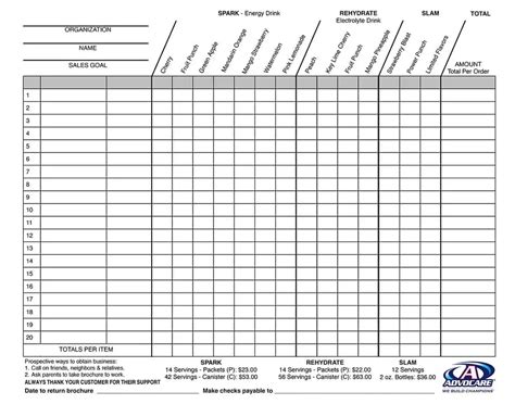 Free Blank Fundraiser Order Form Template Printable Templates