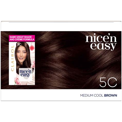 Clairol Nicen Easy Medium Cool Brown 5c Permanent Hair Dye Wilko