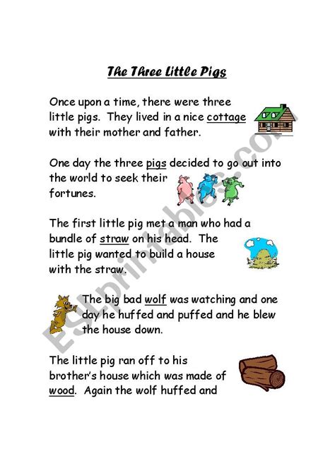 Printable Three Little Pigs Story