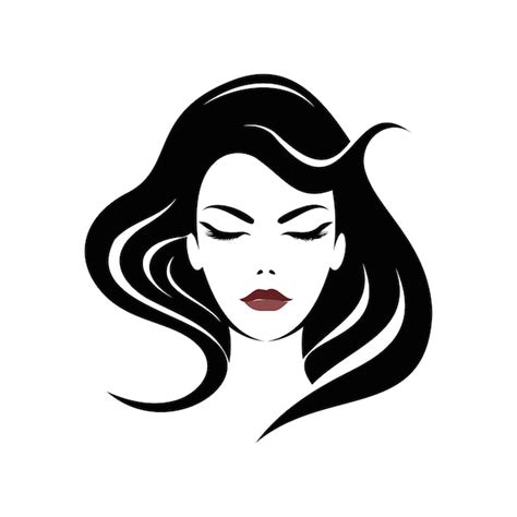 Premium Vector Women Long Hair Logo Icon Vector Women Face Isolated