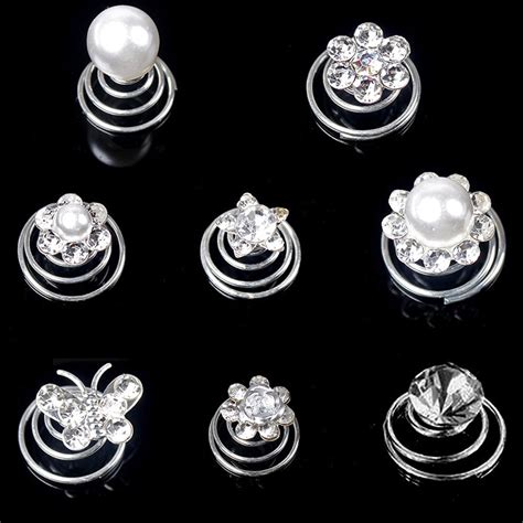 12pcs Womenbride Crystal Spiral Hairpin Rhinestone Hair Clips Accessories For Party Wedding In