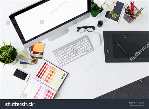 Creative Professional Designers Desk Above Stock Photo Edit Now