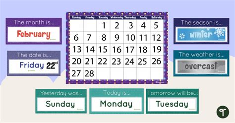Classroom Calendar Pack Teach Starter