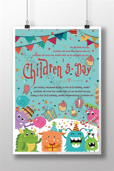 Colorful And Happy Childrens Day Celebration Festival Posters Psd