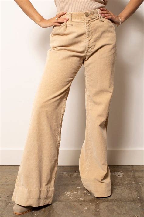 Vintage Corduroy Flares Pants Tan On Garmentory Flare Pants Corduroy Trousers Women
