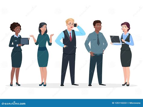 Business People Office Team Cartoon Characters Group Of Business Men