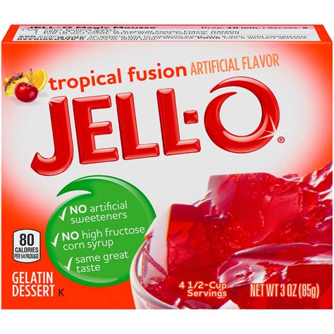 Jell O Tropical Fusion Instant Gelatin Mix 3 Oz Box
