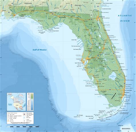 Karten Usa Florida Fl Mit Straßenkarte Und Bevölkerungsdichte