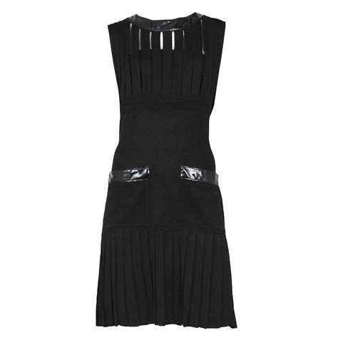 Chanel Pleated Dress With Patent Detail For Sale At 1stdibs