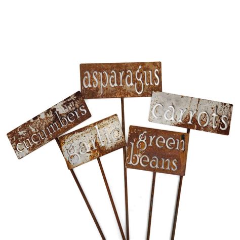 Classic Garden Markers A Through G Rustic Metal For Herbs Etsy