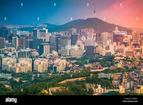 Seoul Image Of Seoul Downtown During Summer Sunset Stock Photo Alamy