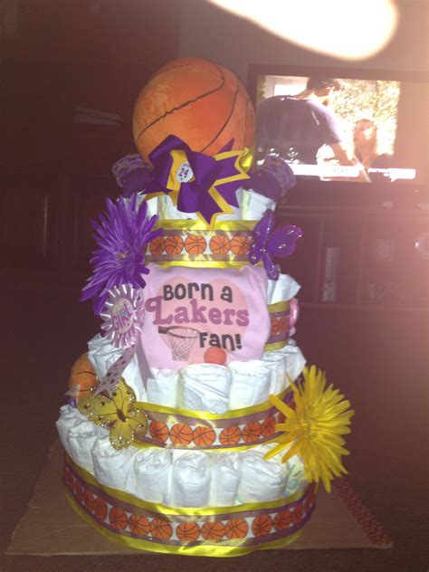Lakers Diaper Cake For Girl Great For Sports Dads Festa
