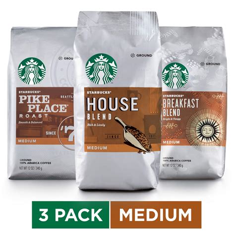 Starbucks Medium Roast Ground Coffee Variety Pack 12 Ounce Pack Of 3