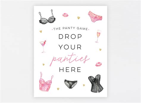 Drop Your Panties Here Sign And Card Bachelorette Party Games The