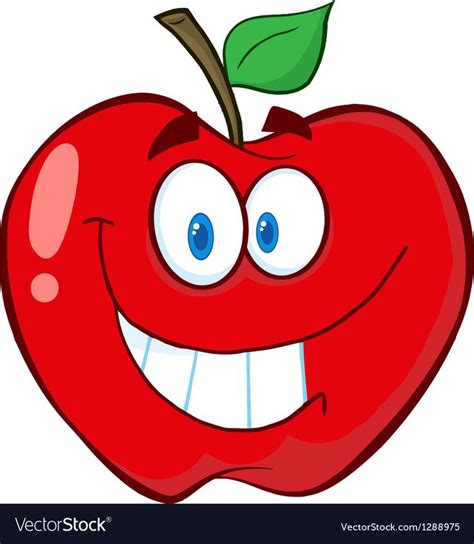 Apple Cartoon Mascot Character Royalty Free Vector Image Meyve