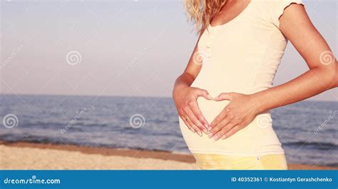 Pregnant Woman On The Beach Stock Image Image Of Adult Mother 40352361