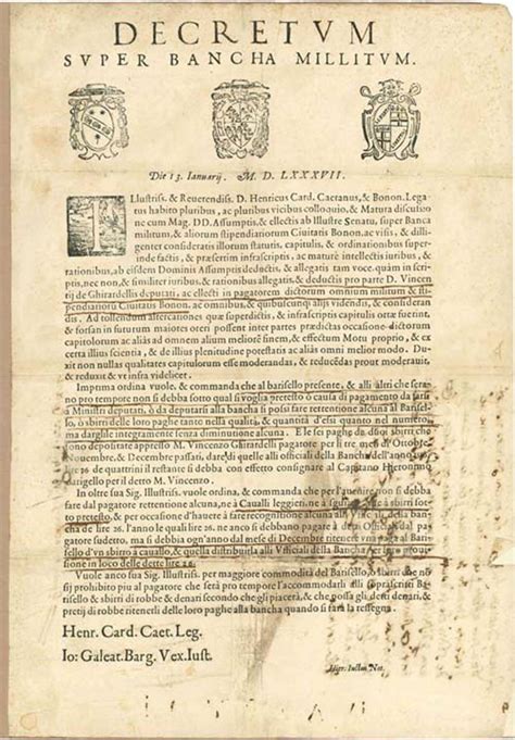 Lot Decorative 16th Century Printed Military Decree