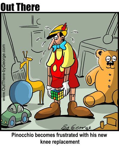 Pinocchio Becomes Frustrated With His New Knee Replacement Recovery