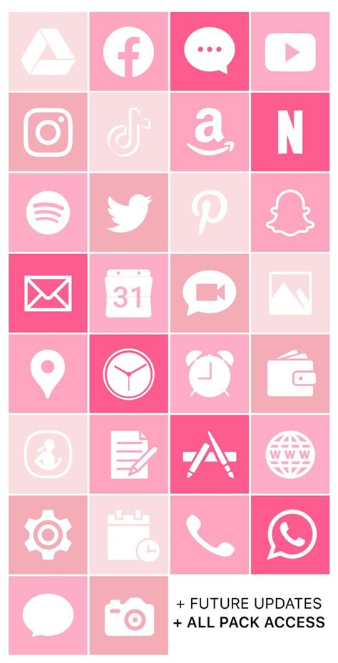 Ios Icon Lifetime All Access Pack Pastel Pink Iphone Ios14 App Icons