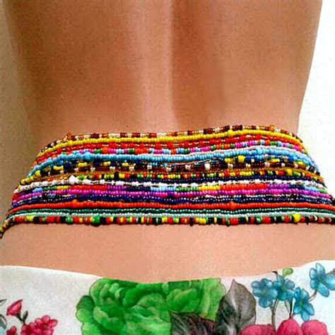Waist Beads Elastic Stretchable African Waist Beads Pink And Etsy