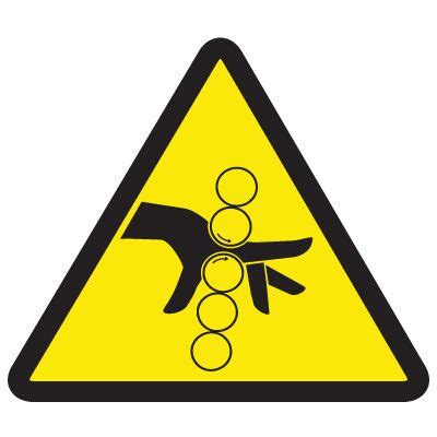 Iso Warning Symbol Labels Pinch Point Hazard Safety Labels Emedco