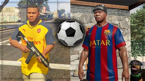 Gta 5 Football Jersey Mod Arsenal And Fc Barcelona Gta 5 Mods Gameplay