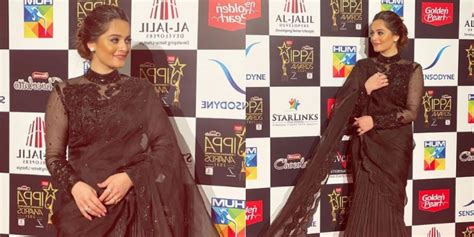 Aiman Khan Looks Ethereal In A Stunning Black Saree With A Sheer Blouse