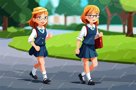 Premium Vector Happy Children Schoolchildren With Backpacks Go Back