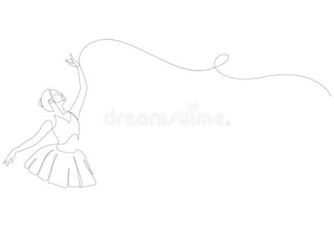 Continuous One Line Drawing Woman Ballerina Minimalist Pretty Ballet