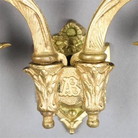 Pair Of Antique French Gilt Bronze And Crystal Foliate