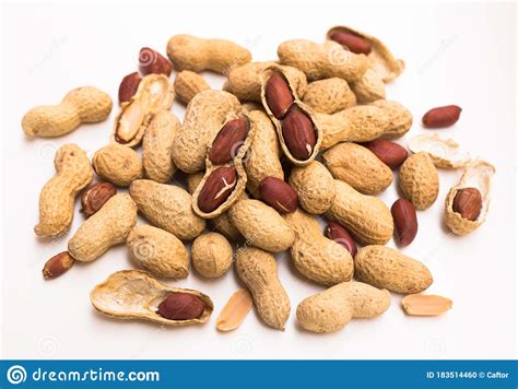 Bunch Of Ecological Peanuts On A White Background Stock Photo Image