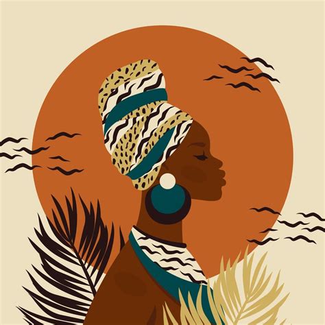 belle femme africaine caractère ethnique féminin en tenue nationale turban art de portrait