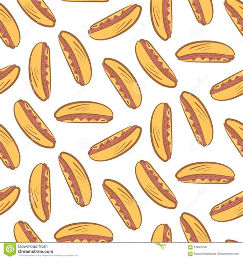 Simple Pattern With Cute Cartoon Hot Dogs Stock Vector