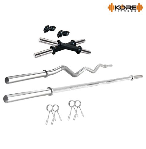 Buy Kore Pvc 20 100 Kg Home Gym Set With One 4 Ft Plain One 3 Ft Curl