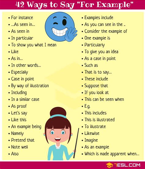 42 Other Ways To Say For Example For Example Synonym • 7esl