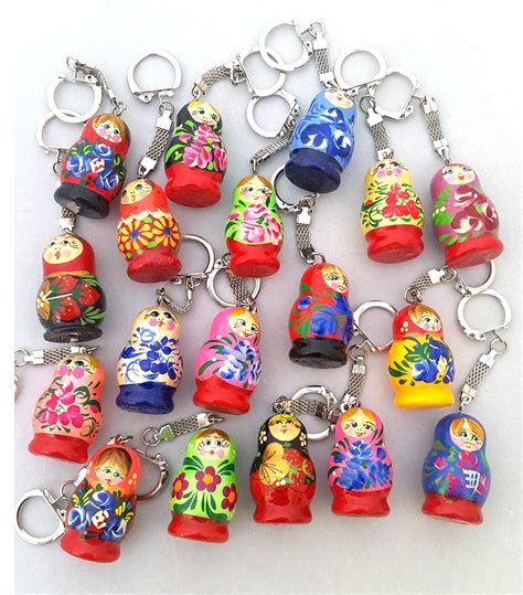 Keychain Russian Nesting Matryoshka Doll Wooden Toys And Games