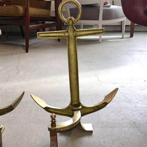 Pair Of Brass Anchor Andirons At 1stdibs