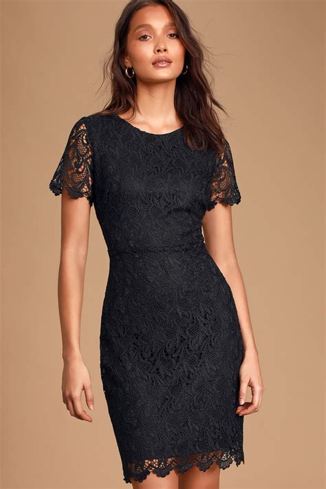 Pretty Black Crochet Lace Dress Lace Bodycon Mini Dress Lbd Lulus