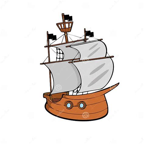 Pirate Ship Cartoon Illustration On White Background Stock Vector
